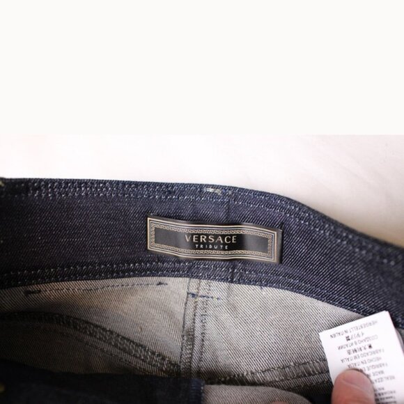 $795 Versace Jeans Women's Dark Blue Gold Medusa Jeans Pants Size 25,27,28,32 - Picture 9 of 10